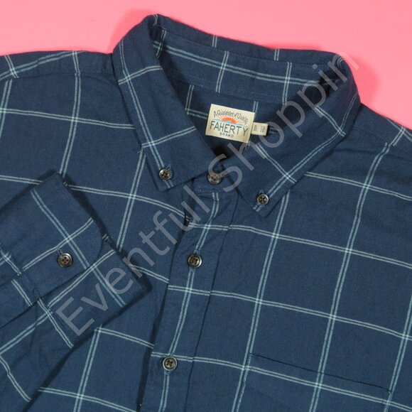 Faherty Other - Faherty Shirt Mens XL Blue Flannel Featherweight All The Time Plaid Long Sleeve